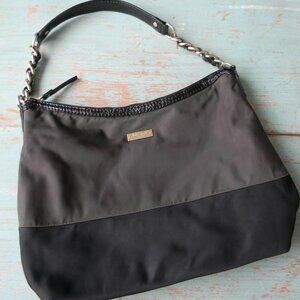 KATE SPADE GRAY/BLACK NYLON COLORBLOCK SHOULDER BAG